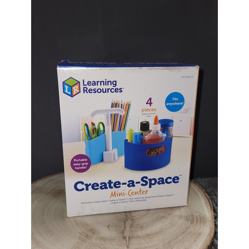 Create-A-Space Mini Center 3 Tray & Handle Blue Desk Organize Learning Resources